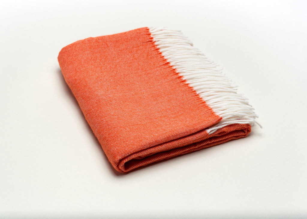 475728 Dark Orange Soft Acrylic Herringbone Throw Blanket