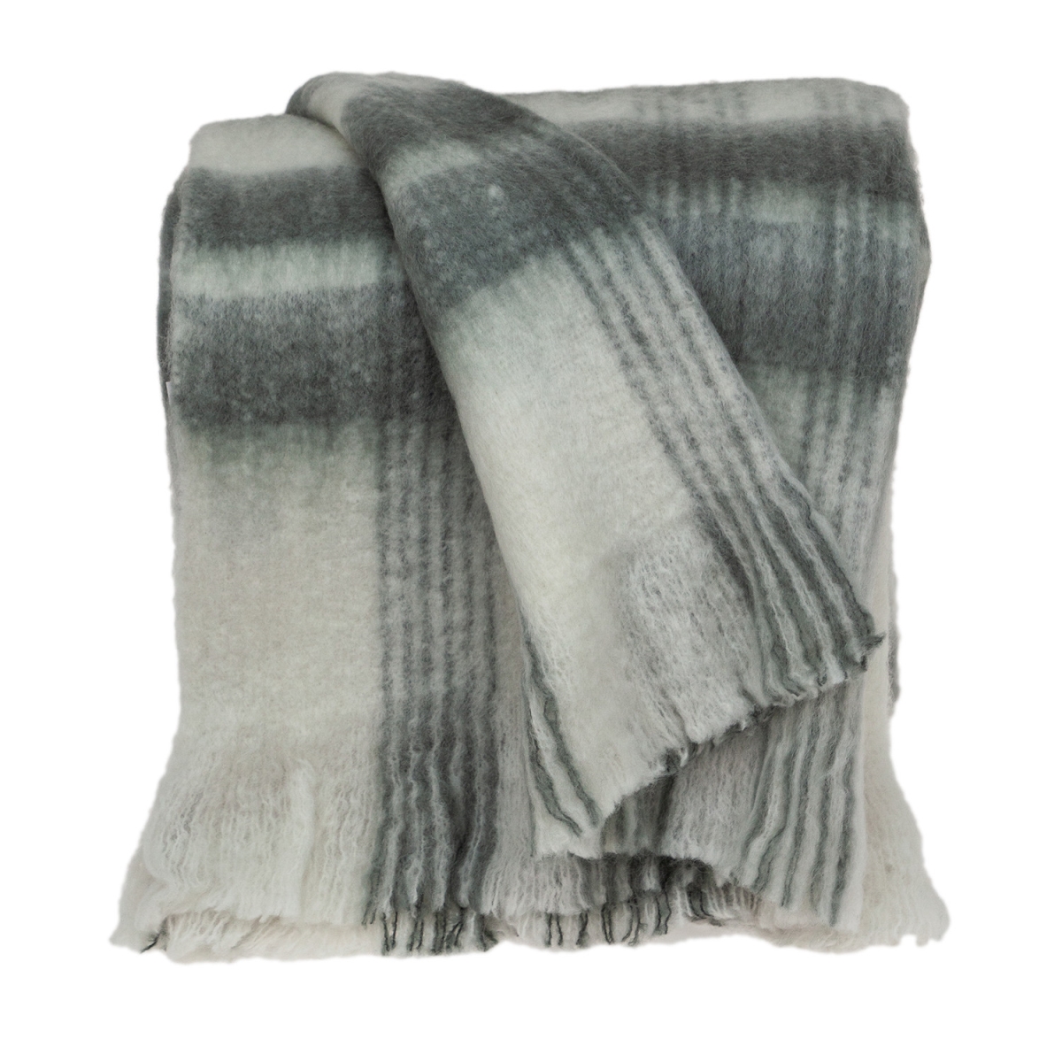Picture of HomeRoots 476202 Transitional Gray & White Woven Handloom Throw