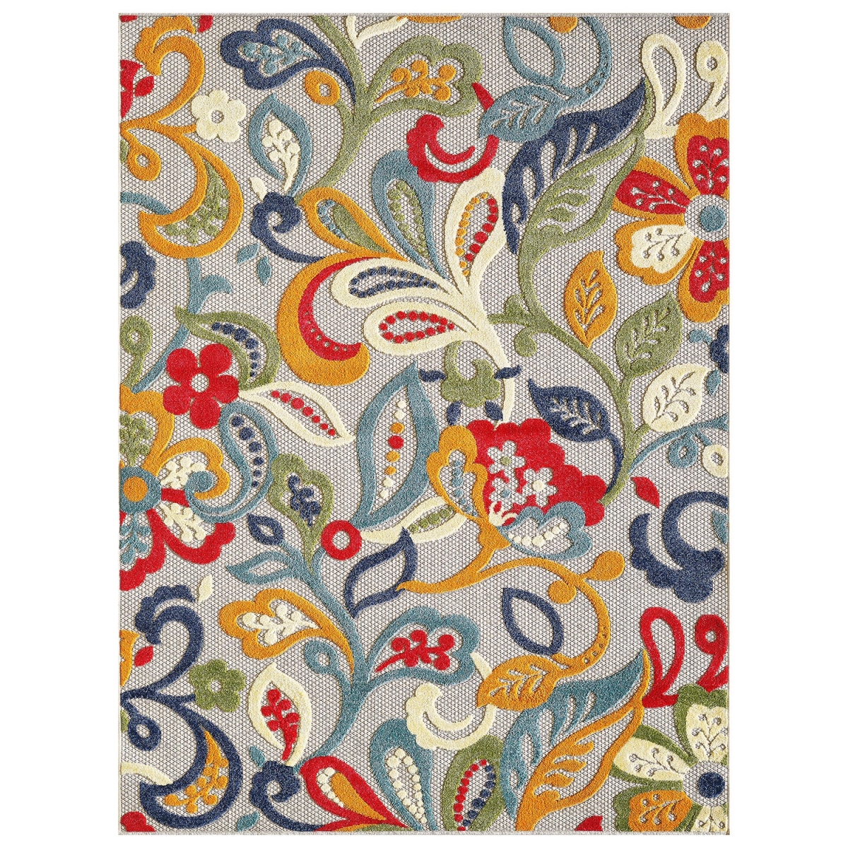 2 x 4 ft. Jacobean Floral Indoor Outdoor Rectangle Area Rug - Multi Color