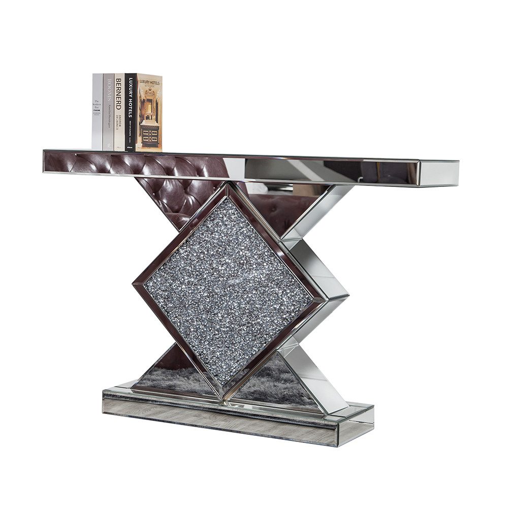 475886 Diamond Silver Mirrored Console Table