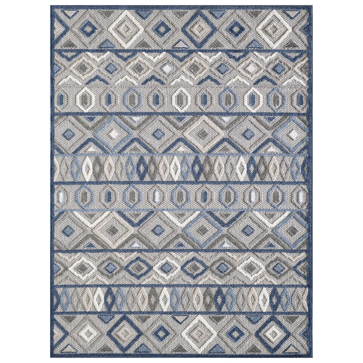 8 x 10 ft. Aztec Pattern Indoor or Outdoor Area Rug - Grey & Blue