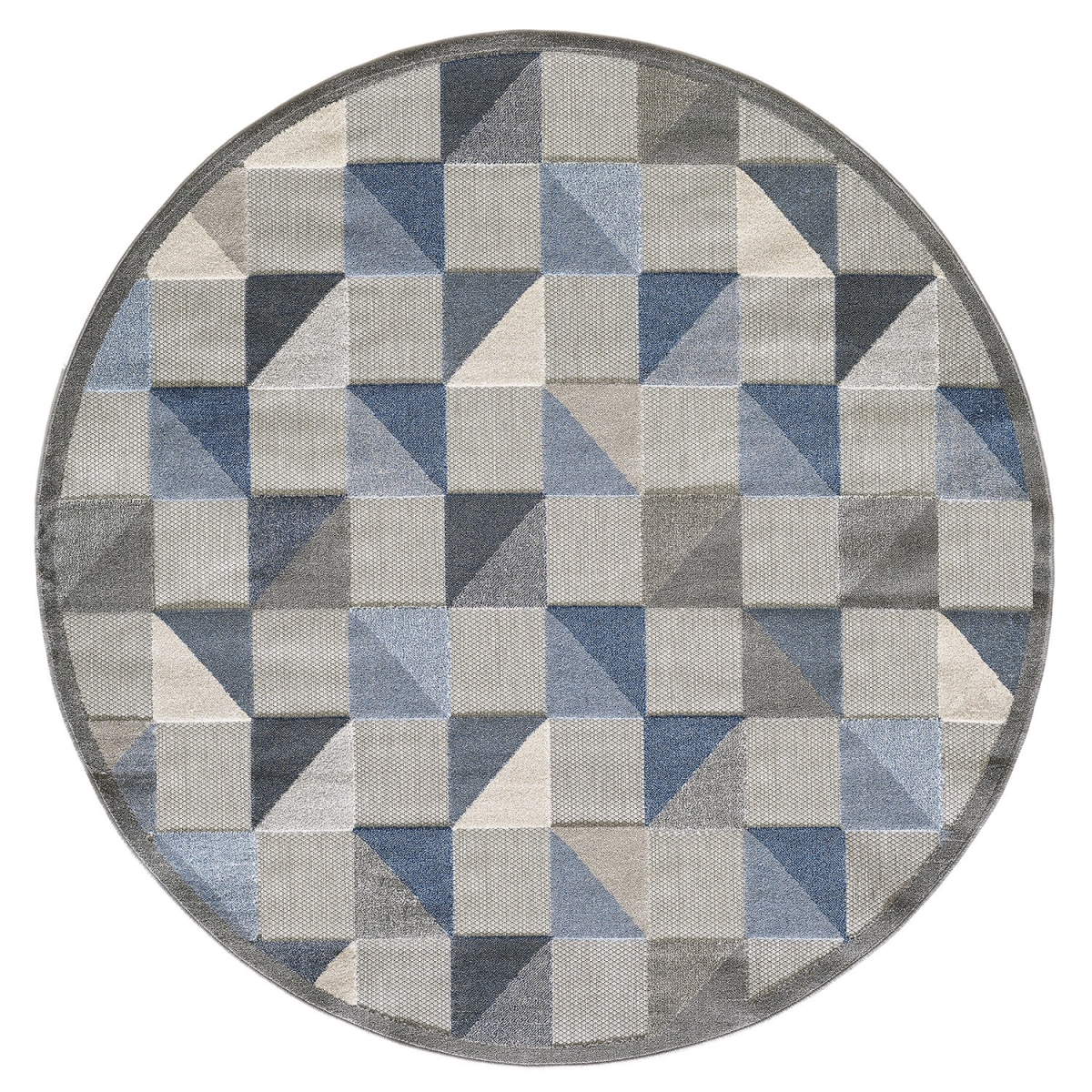8 ft. Round Triangle Indoor or Outdoor Area Rug - Blue - 8 ft.