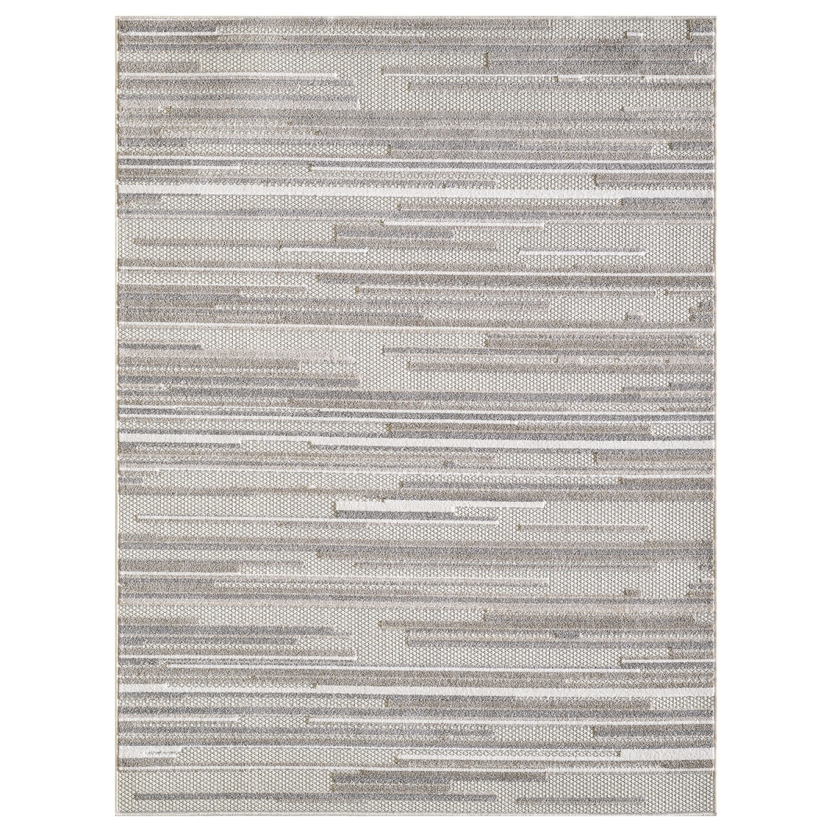 473686 7 x 9 ft. Gray Abstract Striped Indoor or Outdoor Area Rug