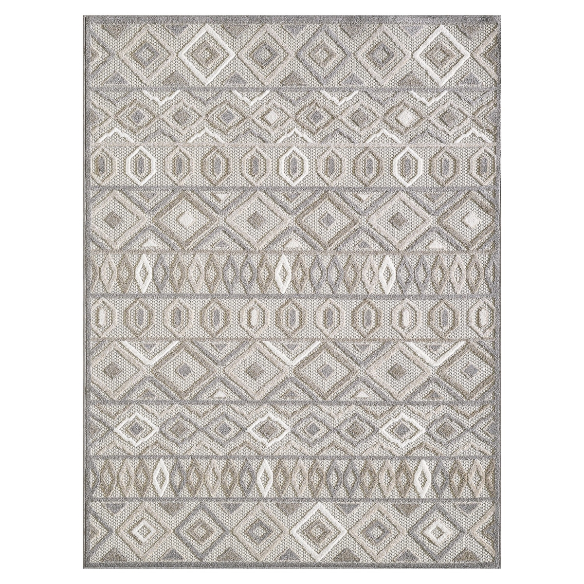 2 x 4 ft. Aztec Pattern Indoor or Outdoor Area Rug - Gray & Ivory
