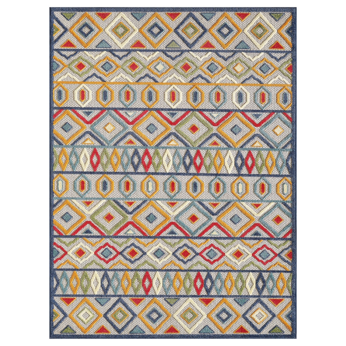 2 x 4 ft. Multi Color Aztec Pattern Indoor or Outdoor Area Rug - Ivory