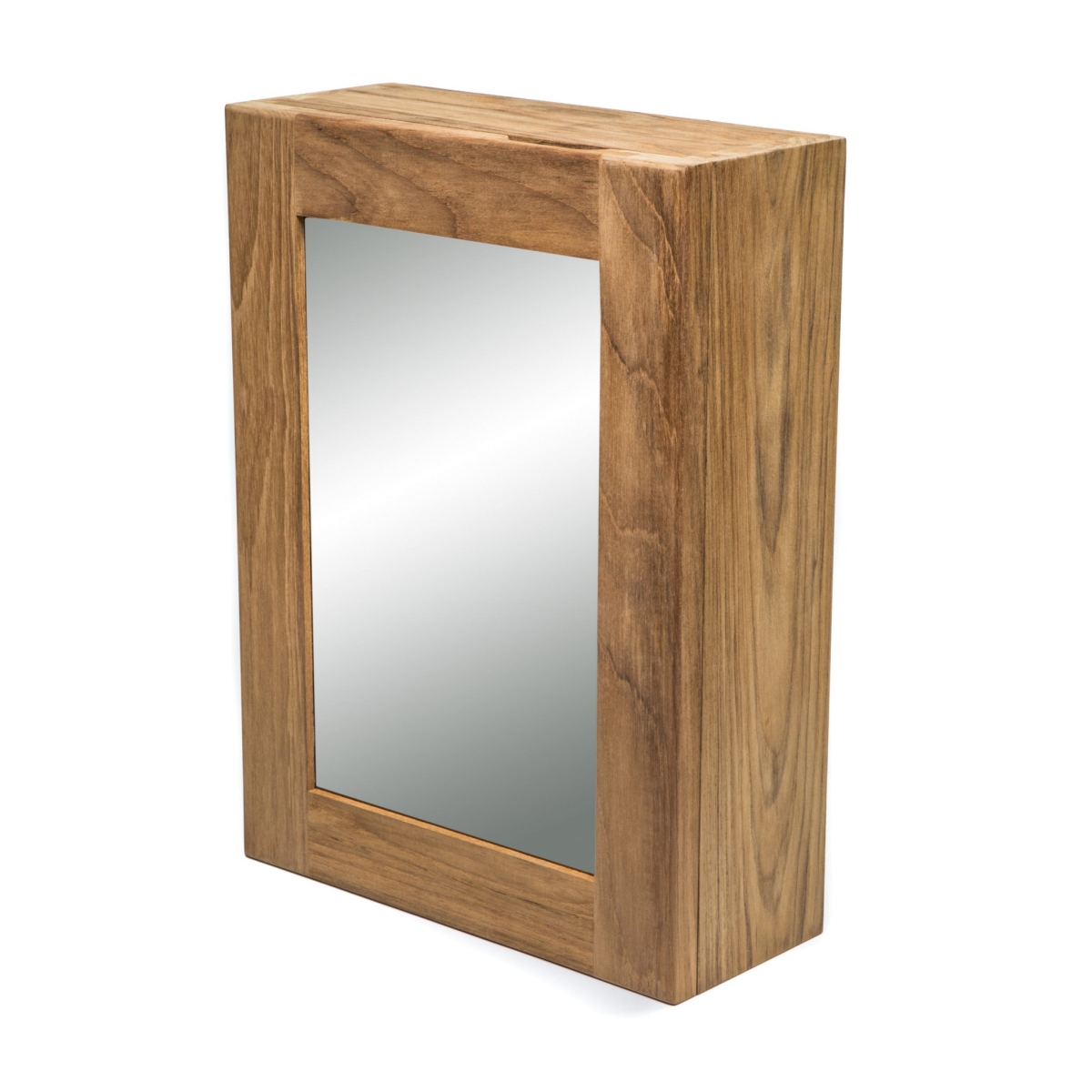 15 x 11 x 4.50 in. Traditional Solid Teak Hanging Mirrored Medicine Cabinet