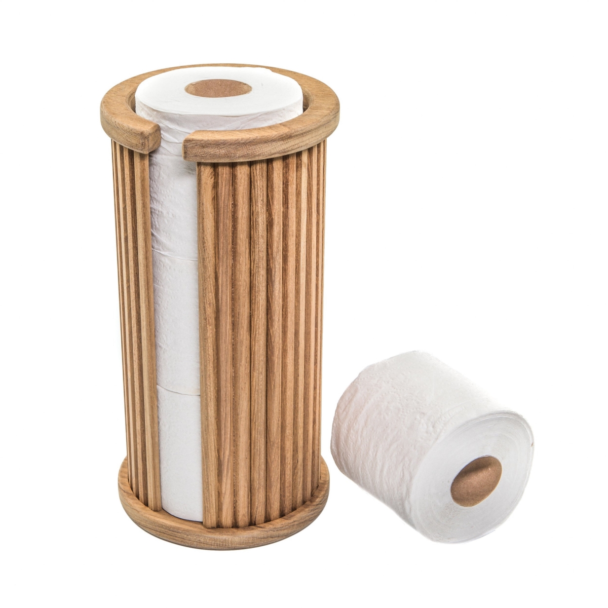 475853 Traditional Solid Teak Toilet Paper Rack, Brown