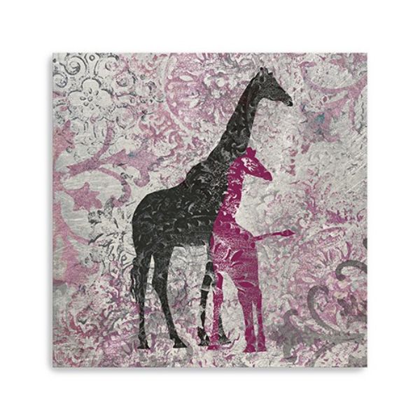 40 in. Exotic Pink Giraffes Canvas Wall Art