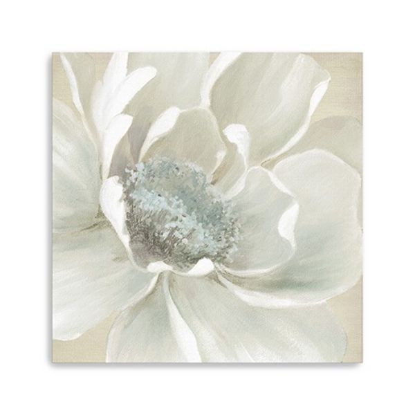 20 in. Soft Winter Flower Canvas Wall Art, Ivory