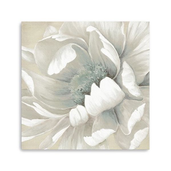 20 in. Soft Winter Flower in Bloom Canvas Wall Art, Ivory
