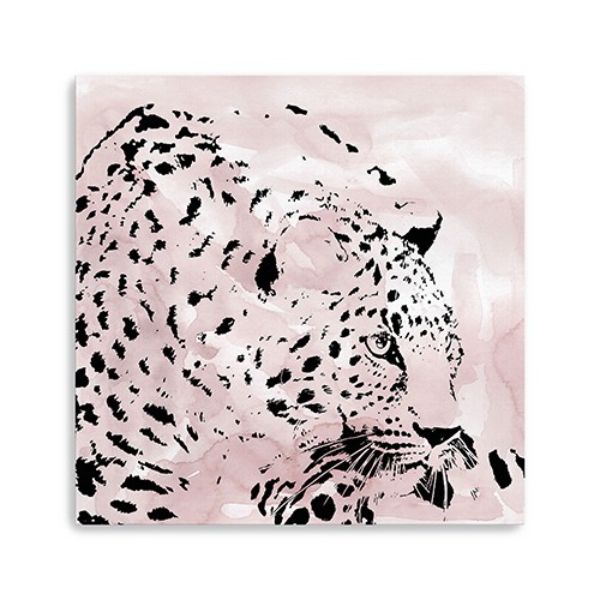 40 in. Pink Laying Leopard Canvas Wall Art