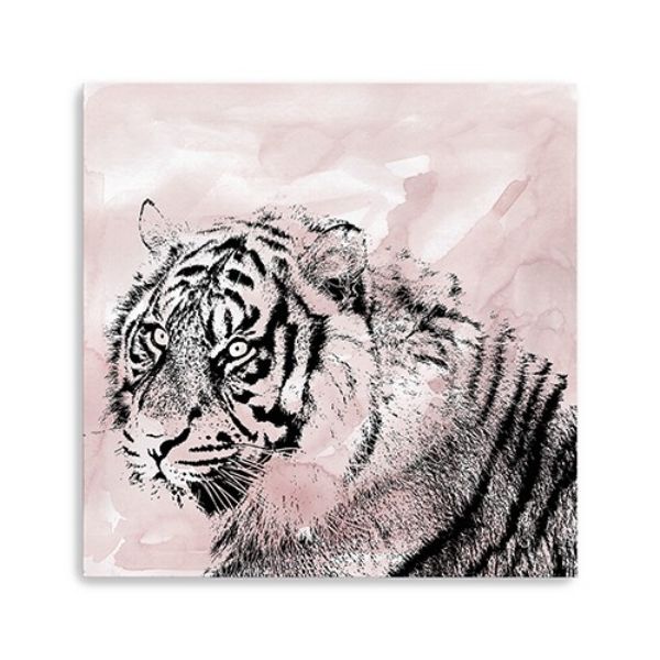 30 in. Pink Crouching Tiger Canvas Wall Art