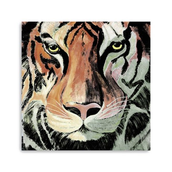 40 in. Staring Tiger Portrait Canvas Wall Art, Brown