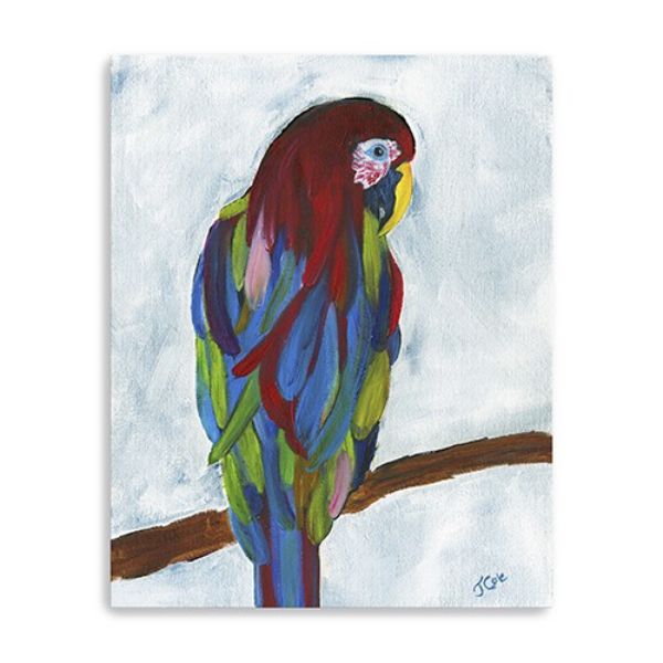 Large Bright & Tropical Parrot Canvas Wall Art, Blue