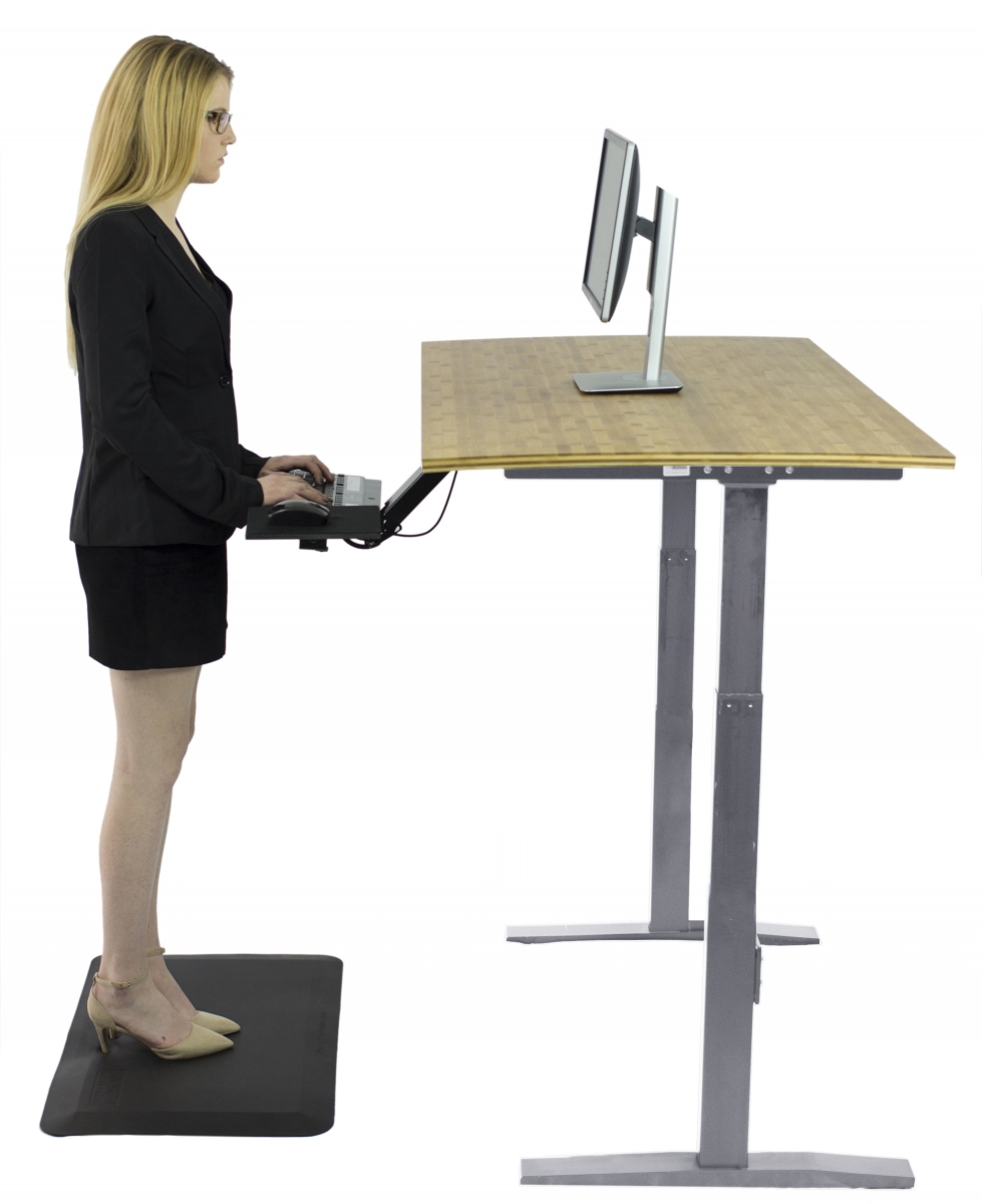 Gray & Natural Bamboo Dual Motor Electric Office Adjustable Computer Desk
