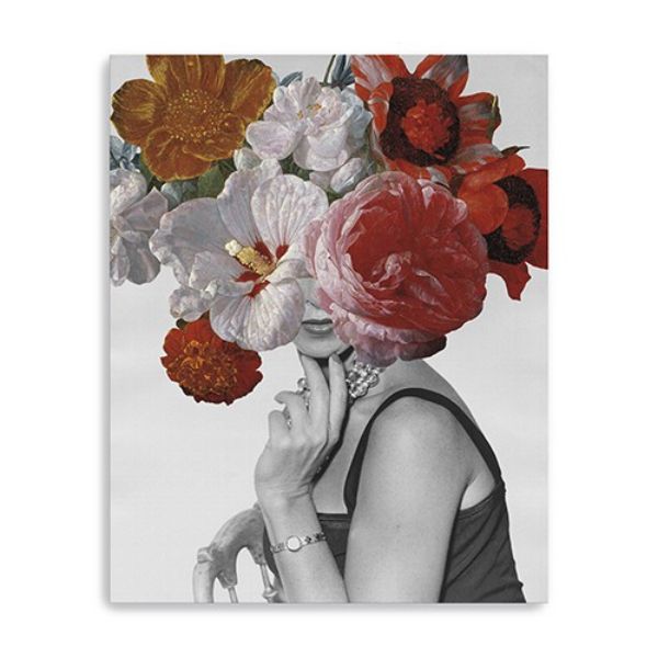 30 in. Modern & Glamorous Garden Party Canvas Wall Art, Red