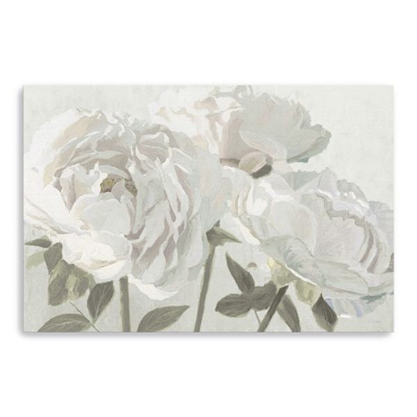 24 in. Neutral Flowers in Bloom Canvas Wall Art, White