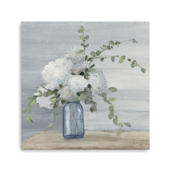 40 in. Sweet & Serene Flower Bouquet Canvas Wall Art, Blue