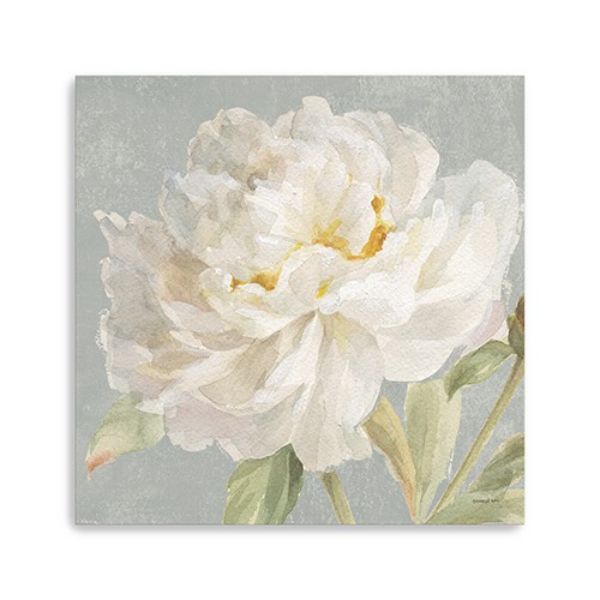 20 in. Angelic White Peony Flower Canvas Wall Art