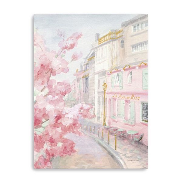 40 in. Pretty Pastel Pink Paris Street Canvas Wall Art