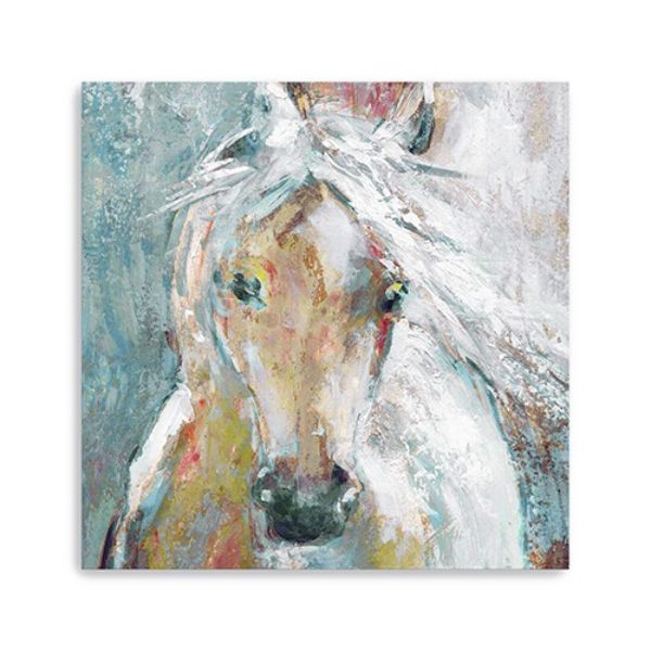 30 in. Whimsical Horse Canvas Wall Art, Brown