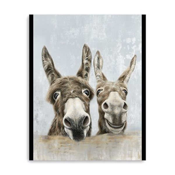 398960 24 in. Cute Donkeys Canvas Wall Art, Brown