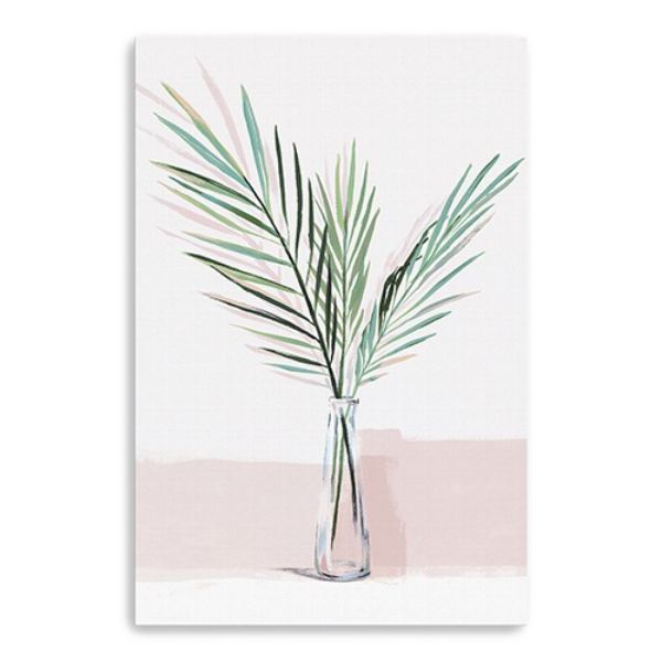 48 in. Pretty Green Foliage Pink Canvas Wall Art