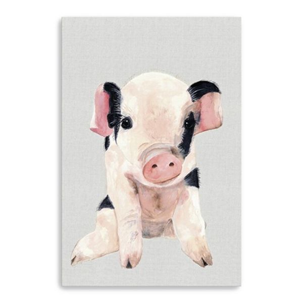36 in. Cute Pink Piglet Canvas Wall Art