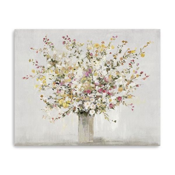 Small Colorful Wildflowers in a Vase Canvas Wall Art, Neutral
