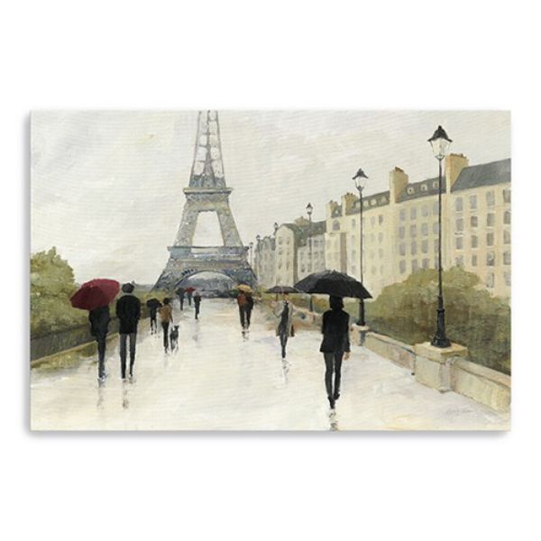 24 in. Parisian Rainy Day Canvas Wall Art, Green