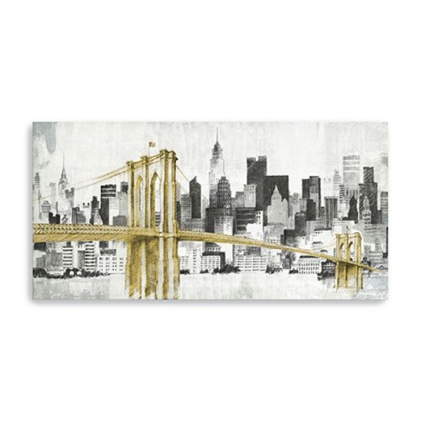 40 in. NYC Golden Bridge Skyline Canvas Wall Art