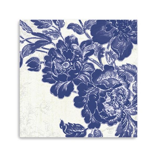 30 in. Blue Toile Rose Canvas Wall Art