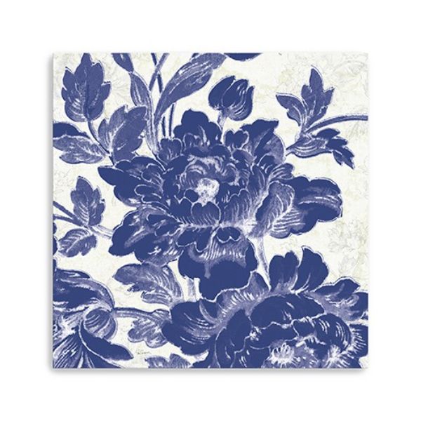 30 in. Blue Toile Roses Canvas Wall Art