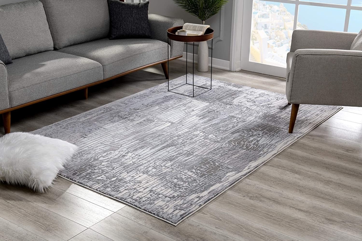 5 x 8 ft. Blue Abstract Strokes Area Rug