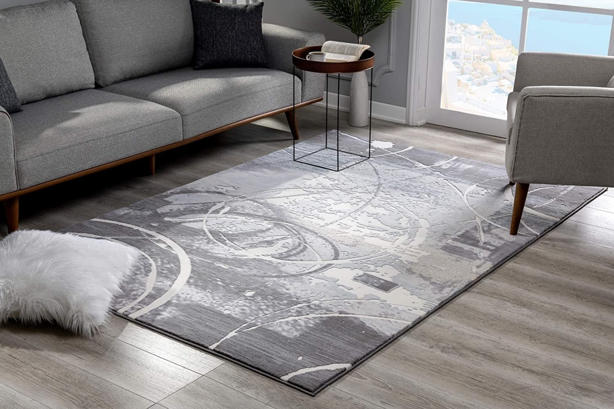 393585 5 x 8 ft. Gray Abstract Splatter Area Rug