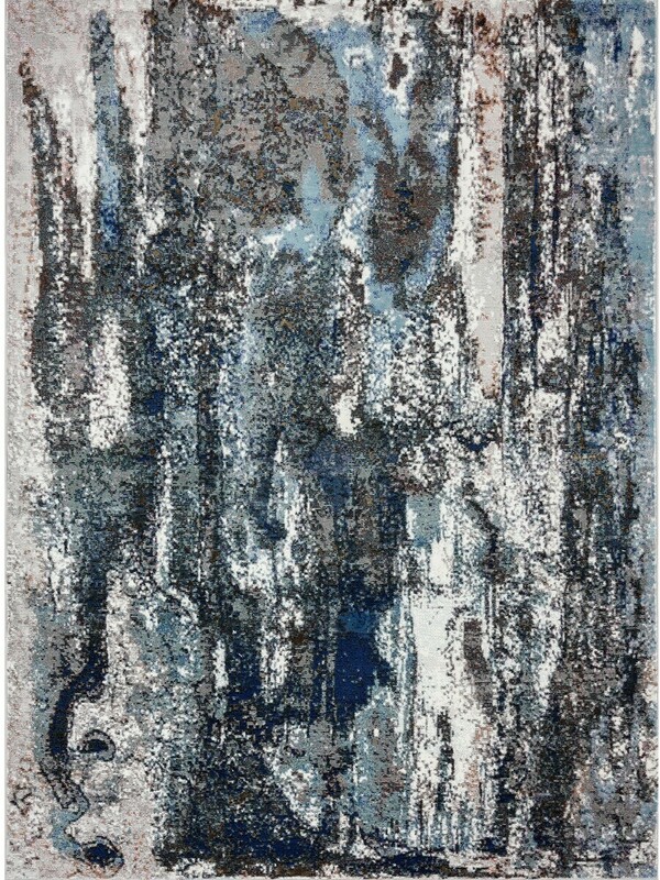 395988 8 x 10 ft. Shades of Abstract Marble Area Rug, Blue, Gray & White