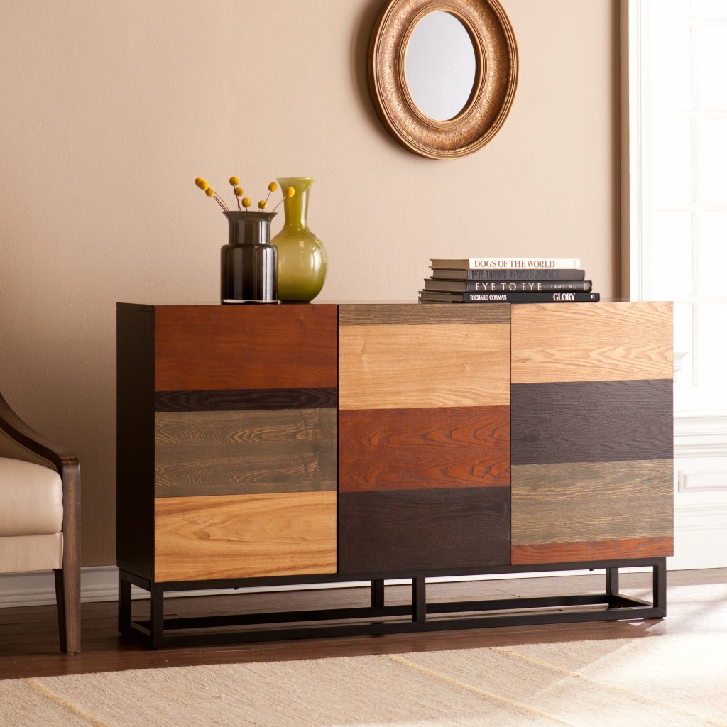 Patch Mid Century Mod Color Block Three Door Accent Cabinet, Multi Color