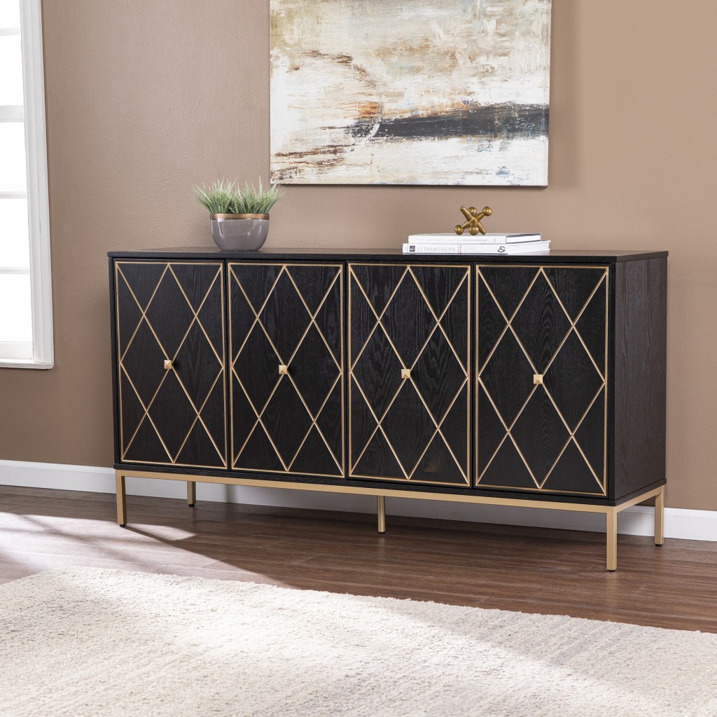 Black & Gold Harlequin Sideboard Storage Cabinet