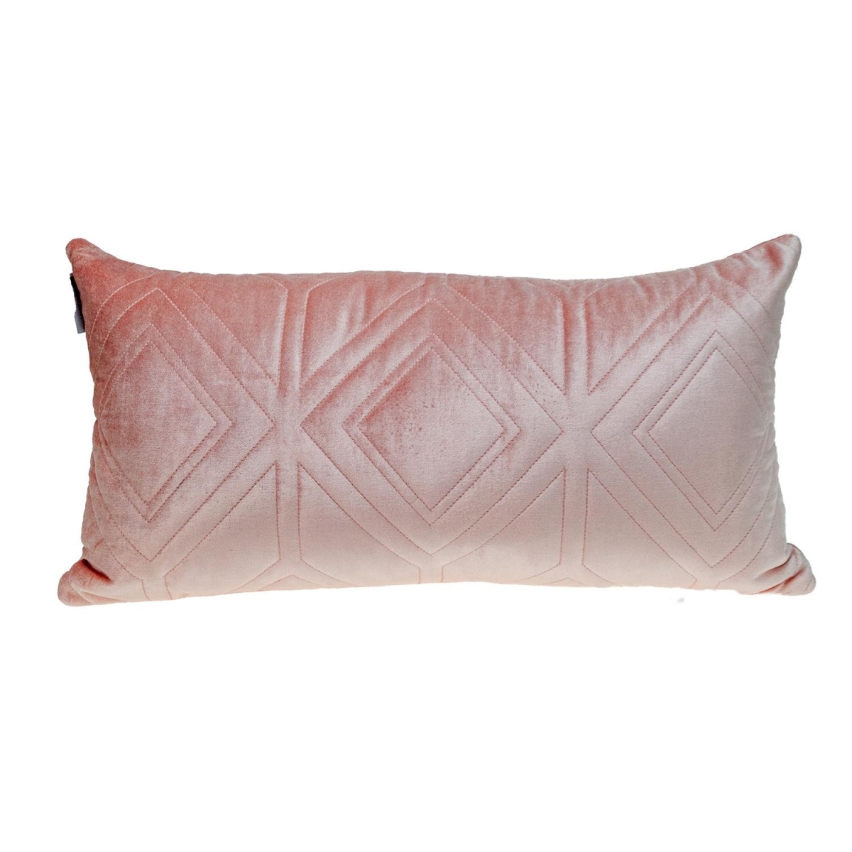 Quilted Diamonds Velvet Solid Color Lumbar Pillow, Pink