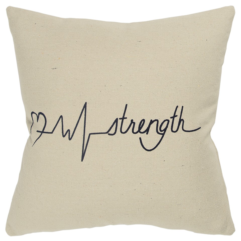 Black & Taupe Canvas Strength Throw Pillow, Natural