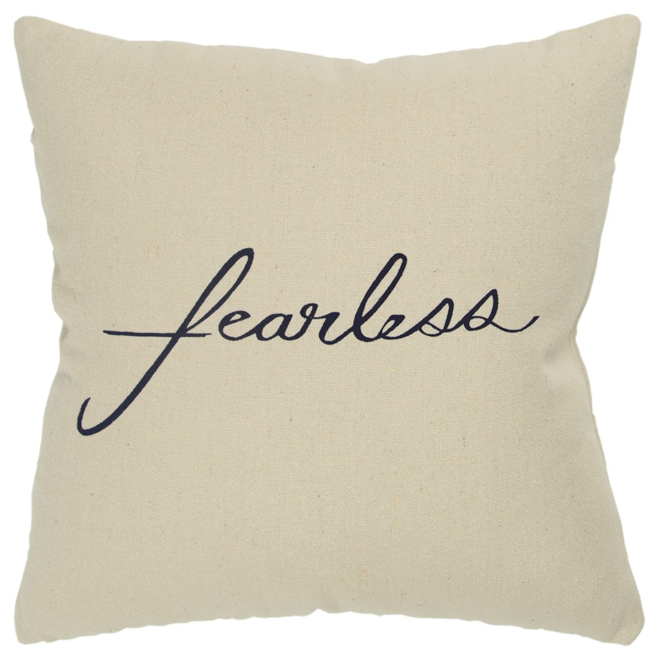 Black & Taupe Canvas Fearless Throw Pillow, Natural