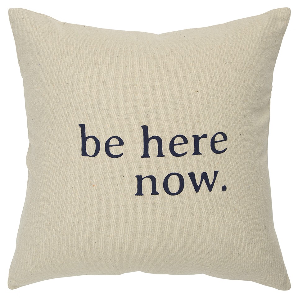 Black & Taupe Canvas Here Now Throw Pillow, Natural