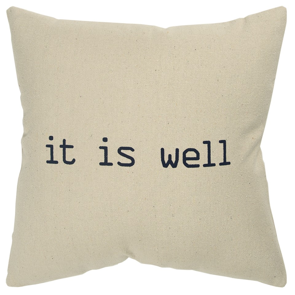Black & Taupe Canvas It Is Well Throw Pillow, Natural