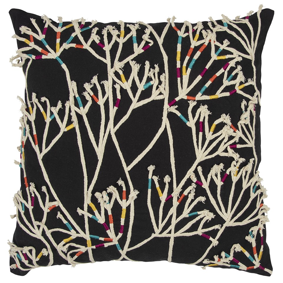 403365 Black & Cream Impressionistic Branch Throw Pillow