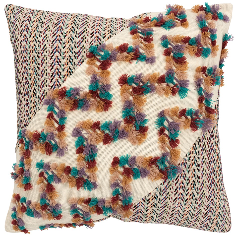 403375 Chevron Diagonal Panel Throw Pillow, Multi Color