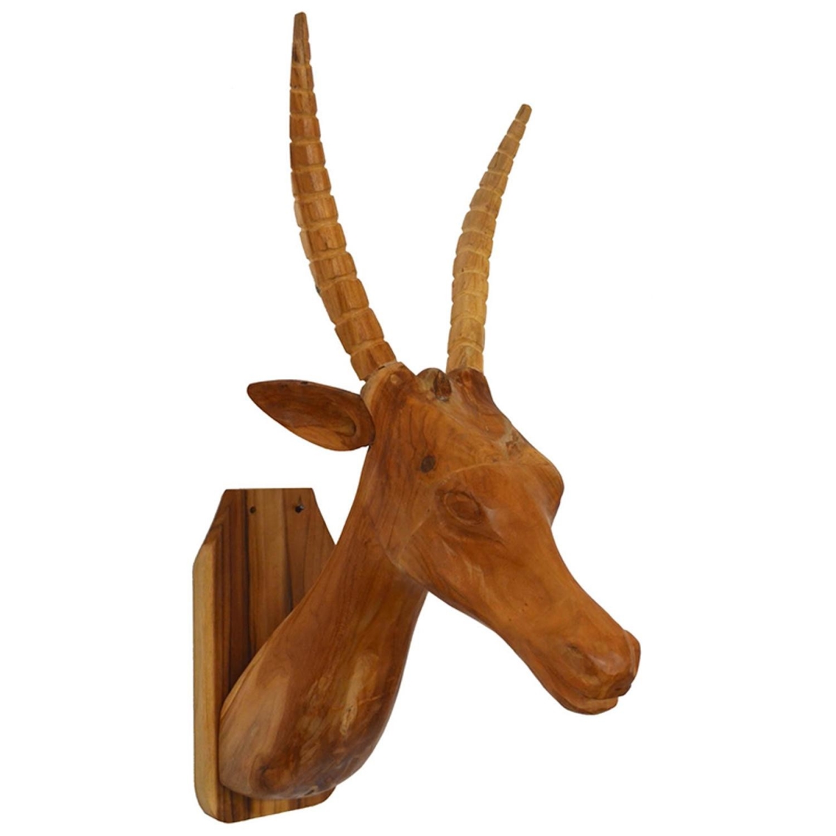 Elk Head Traditional Teak Root Wall Decor, Brown