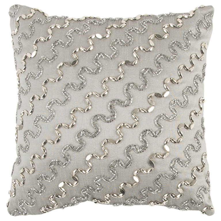 Lux Silver & Gold Beaded Chevron Throw Pillow