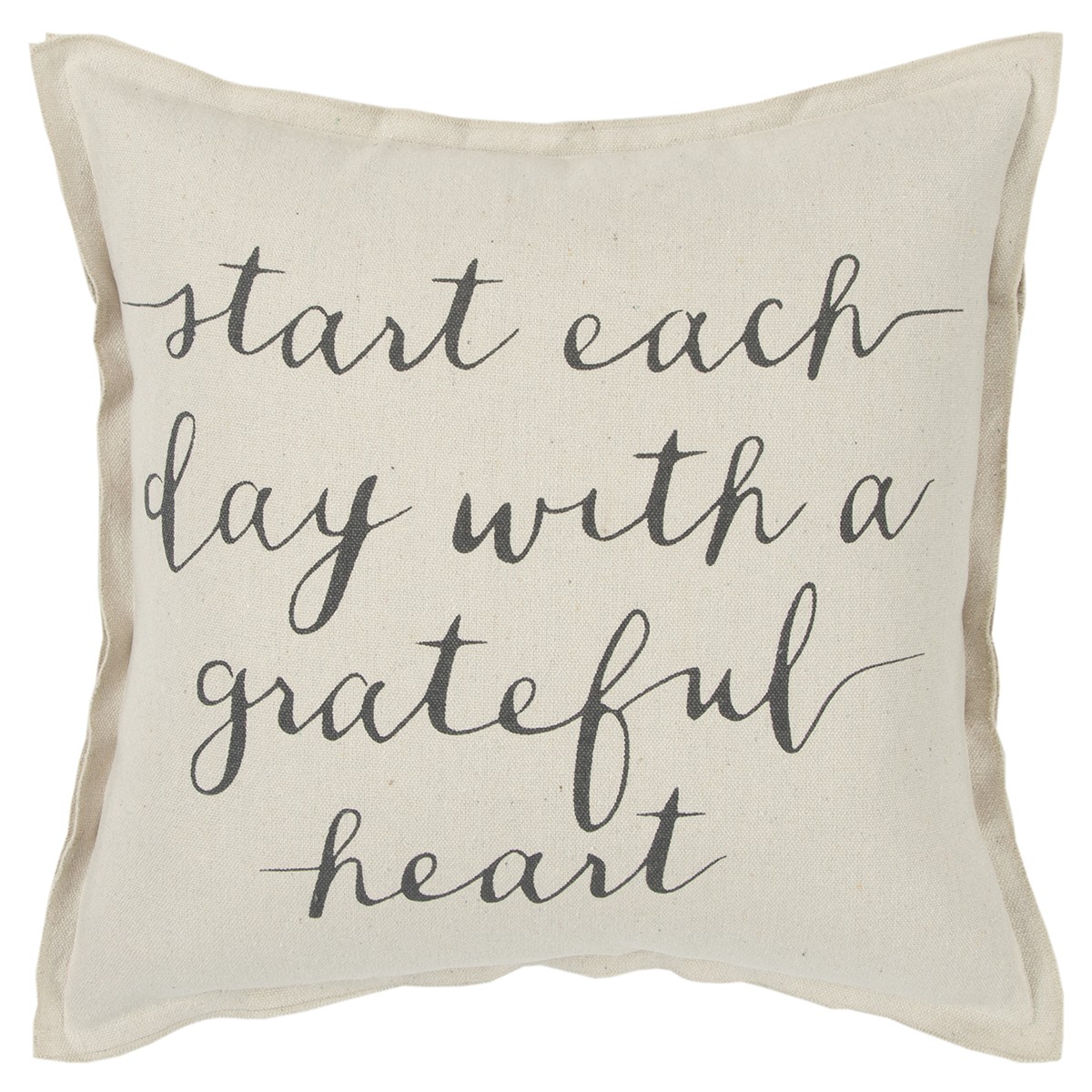 Gray & Cream Grateful Heart Decorative Throw Pillow, Natural