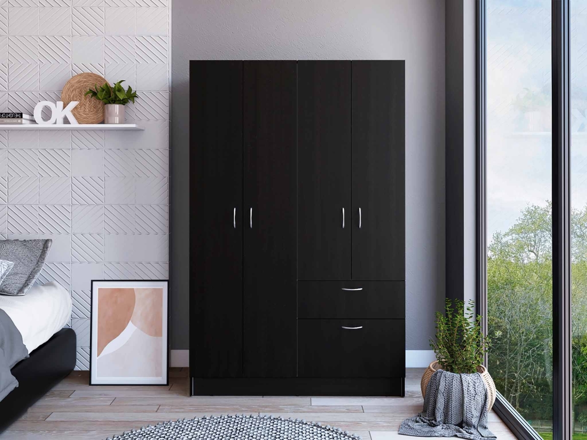 Picture of HomeRoots 403746 Black & White Tall Four Door Closet