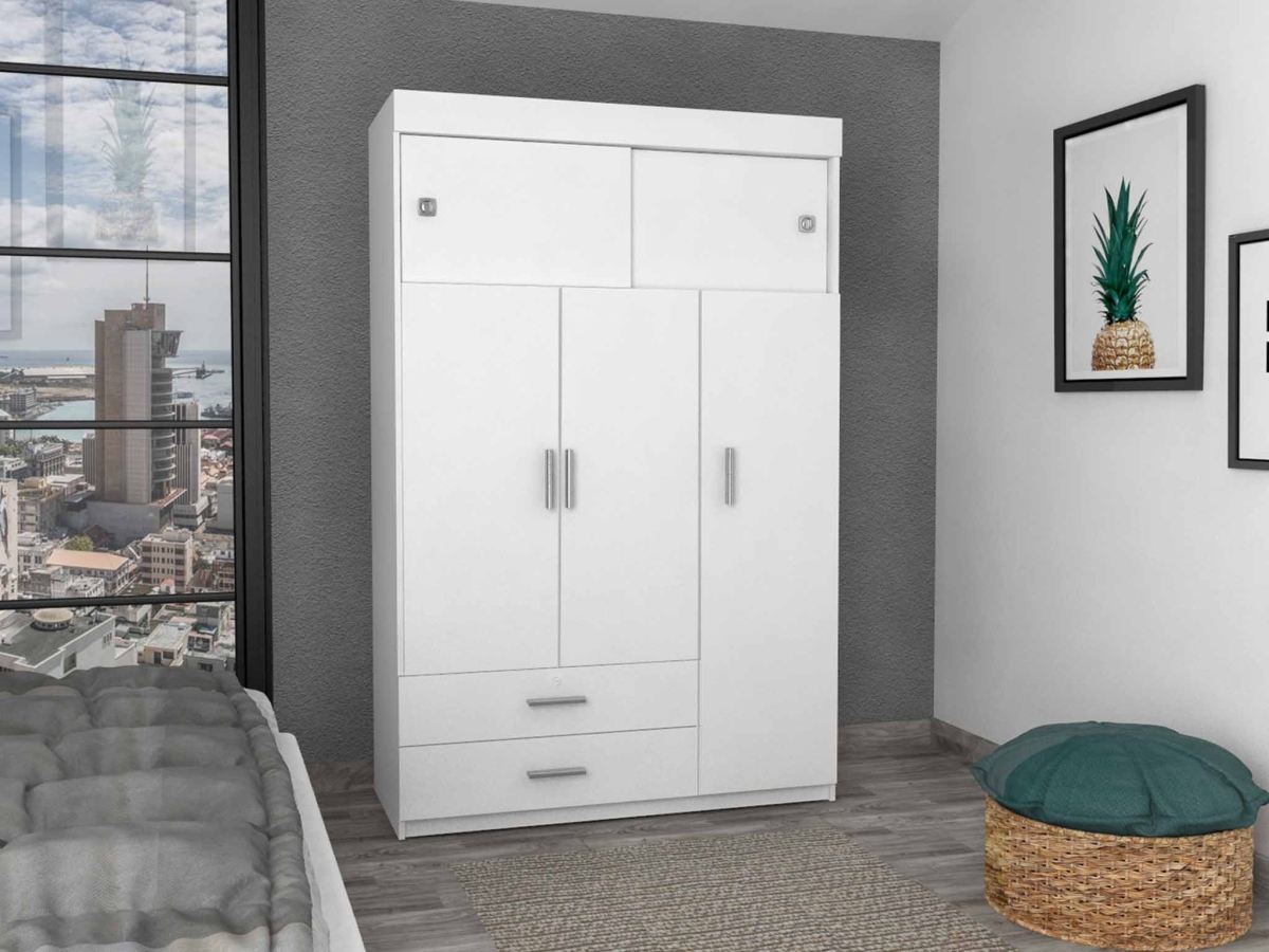 Picture of HomeRoots 403747 White Tall Three Door Closet with Sliding Doors